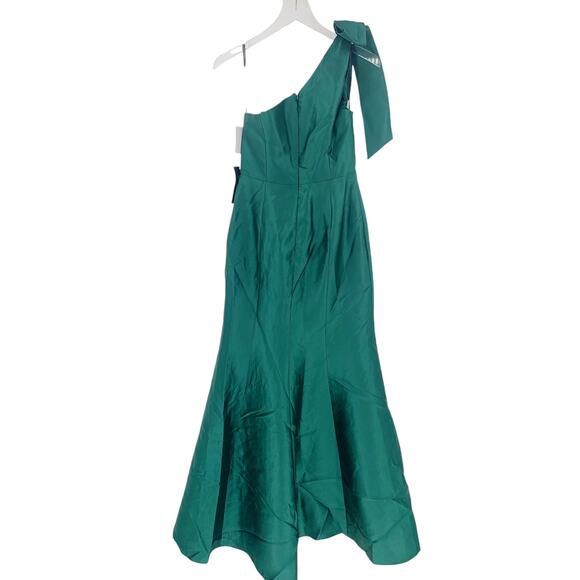 ALFRED SUNG Maxi Dress Size 8 NEW Gown One Shoulder Emerald Green Shoulder Bow - Picture 7 of 8